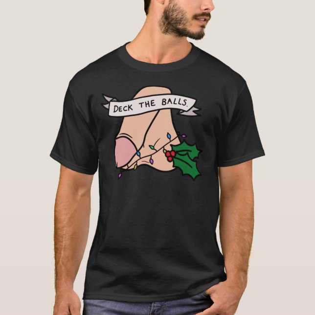 Camiseta Escapar as Bolas Engraçado Salto de Natal Clássico (Frente)