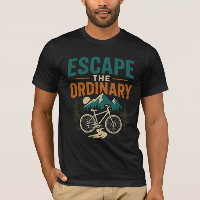 Camiseta Escapar do T-Shirt da Aventura de Bicicleta Comum (Frente)