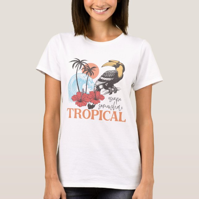Camiseta Escapar para algum lugar tropical  (Frente)