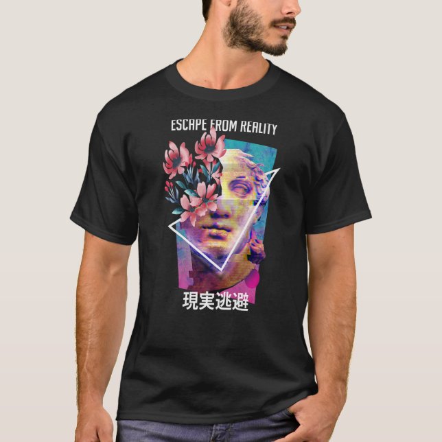 Camiseta Escape Da Realidade Do Aestético Vaporwave E Japon (Frente)