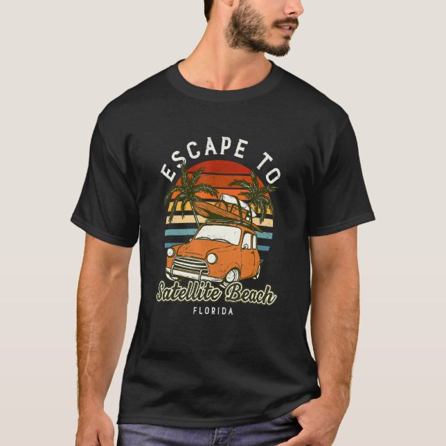 Camiseta Escape Para Satélite Beach Ocean Florida Bum (Frente)