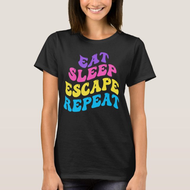 Camiseta Escape Room Eat Sleep Escape Repeat for Point And  (Frente)