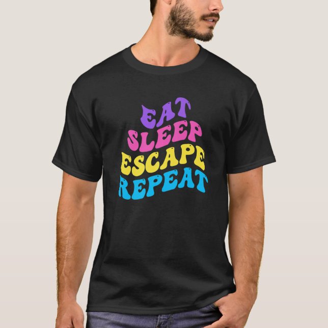 Camiseta Escape Room Eat Sleep Escape Repeat for Point And  (Frente)