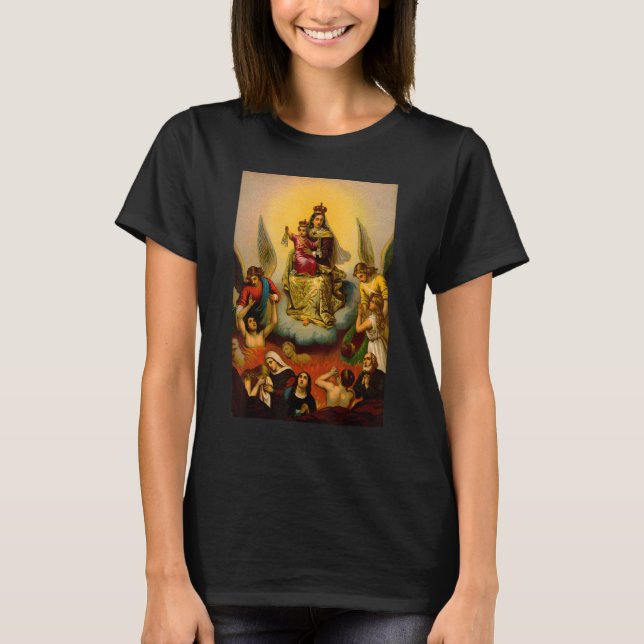Camiseta Escapular da Nossa Senhora do Monte Carmel Brown M (Frente)