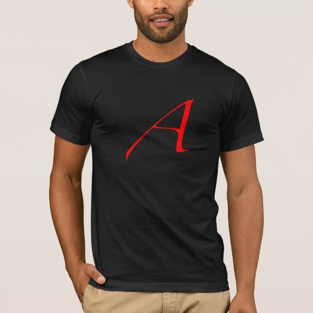 Camiseta Escarlate de letra A/ateísmo (Frente)