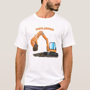 Camiseta Escavadeira laranja fofa desenho animado