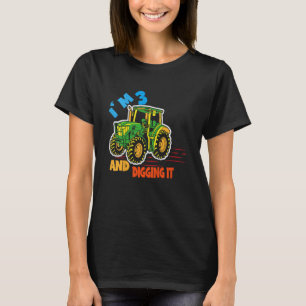 Camiseta Escavador de aniversário de 3 anos de Construção d