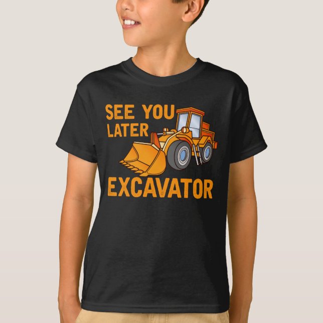 Camiseta Escavador Engraçado Dizendo Rapazes Toddler (Frente)