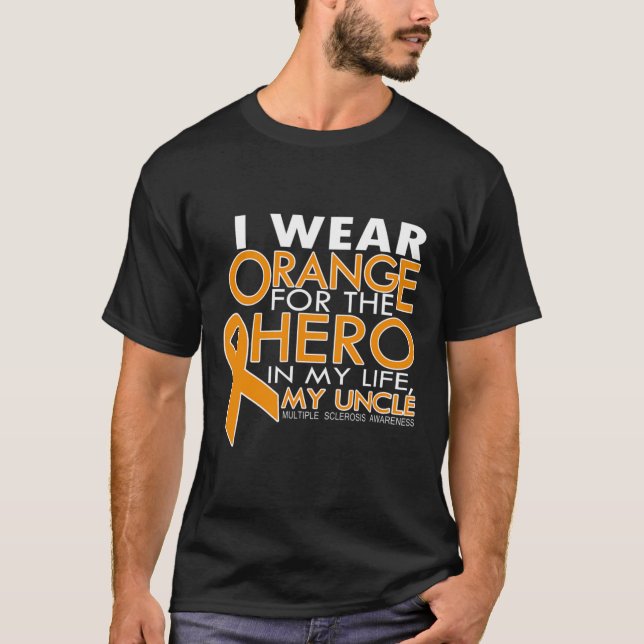 Camiseta Esclerose Eu Visto Laranja Para O Meu Tio (Frente)
