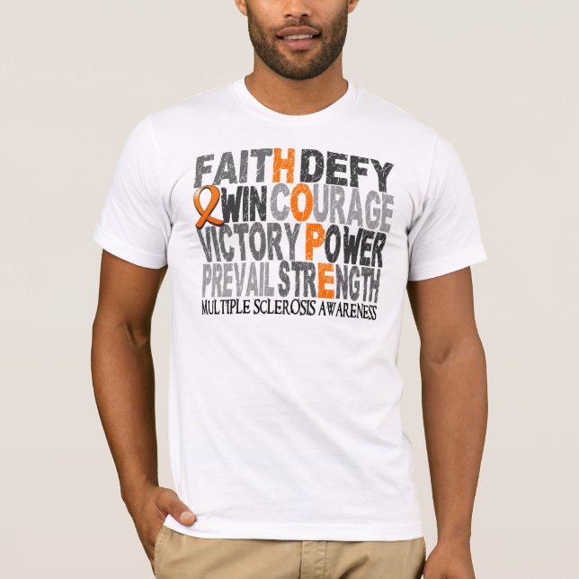 Camiseta Esclerose múltipla da colagem da palavra da (Frente)