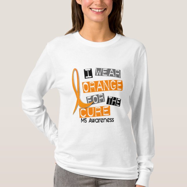 Camiseta Esclerose múltipla do MS eu visto a laranja para a (Frente)