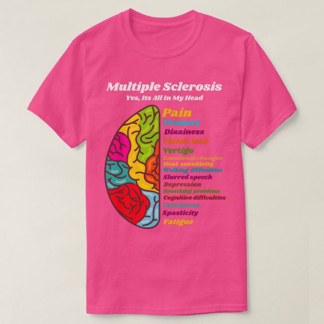 Camiseta Esclerose Múltipla Sim É Tudo Na Minha Cabeça (Frente do Design)