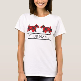 Camiseta Escocês Clã Ramsay Red Tartan Scottie Dogs