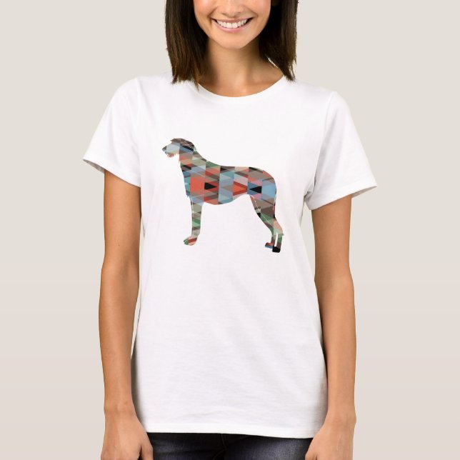 Camiseta Escocês Deerhound Geométrico Pattern Silhouette (Frente)