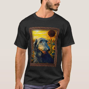 Camiseta Escocês Deerhound Pintura Flor De Girassol Mãe W