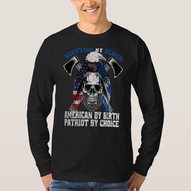 Camiseta Escocês Por Sangue Americano Por Nascimento Patrio (Frente)