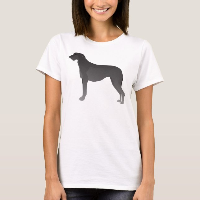Camiseta Escocesa de rocha básica de cães Silhouette (Frente)