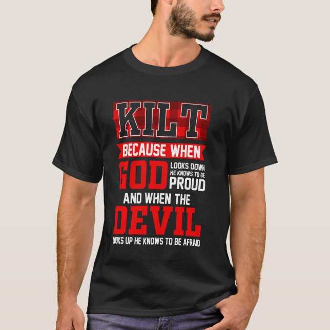 Camiseta Escoceses Engraçados Dizendo Matança Porque Deus S (Frente)