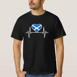 Camiseta Escócia - Coração Batimento da Bandeira da Escócia