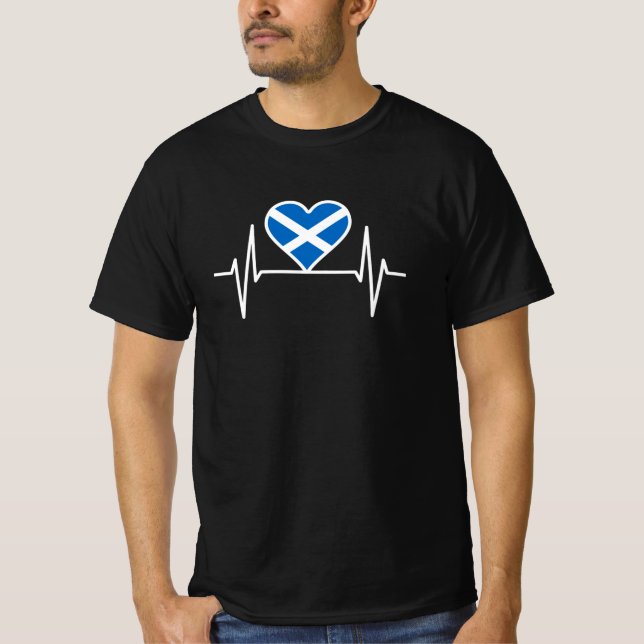 Camiseta Escócia - Scotland Flag Heartbeat (Frente)