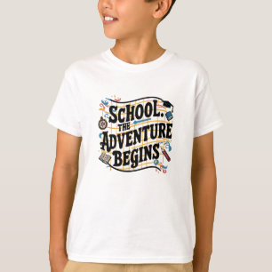 Camiseta Escola A Aventura Começa Engraçado