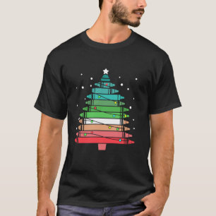 Camiseta Escola de Luzes de Natal da Árvore de Natal Crayon