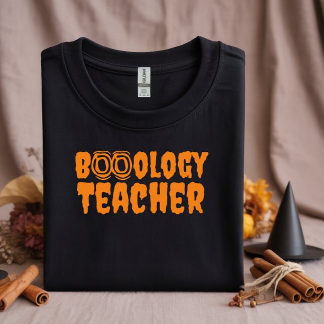 Camiseta Escola halloween Boo professor tipografia laranja (Criador carregado)