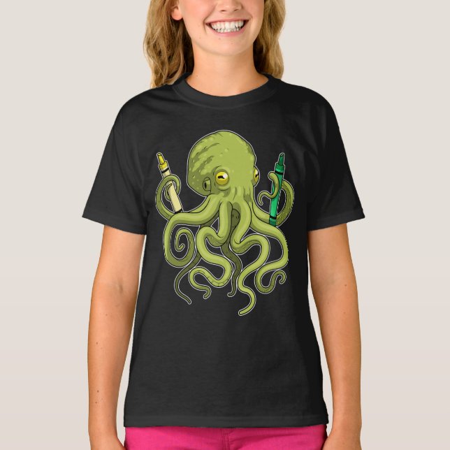 Camiseta Escola Octopus Pupil Crayons (Frente)