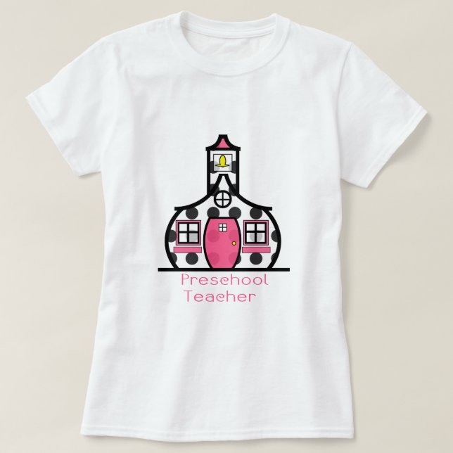 Camiseta Escola pré-escolar das bolinhas do professor (Frente do Design)