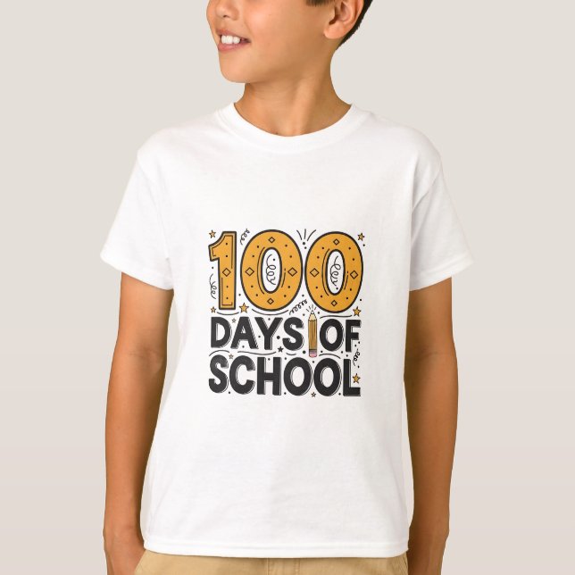 Camiseta Escolar '100 Dias Mais Inteligentes' para (Frente)