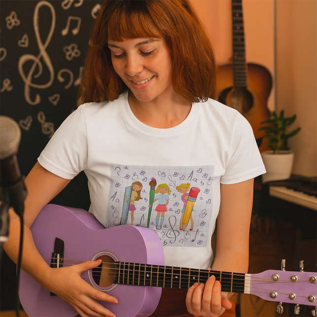 Camiseta Escolas com Carta Escolar de Grande Dimensão (Criador carregado)