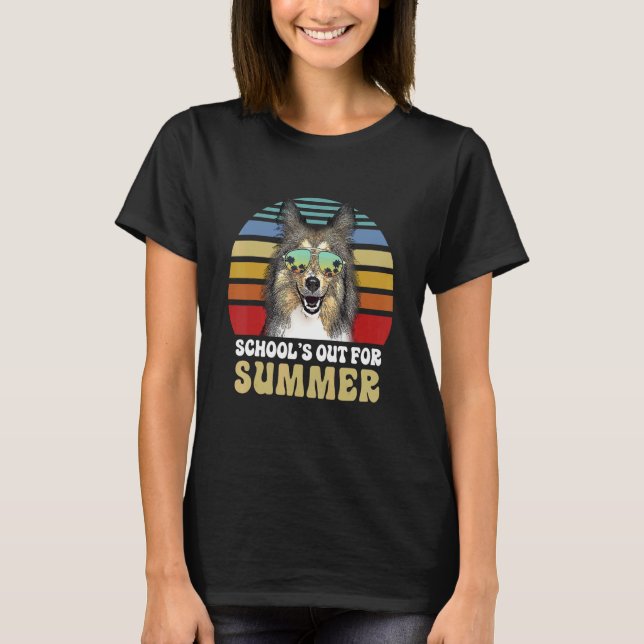 Camiseta Escolas Fora Para Professora De Cachorro Collie Su (Frente)