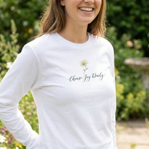Camiseta Escolha Alegria Diária Margarida Branca Estética