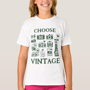 Camiseta Escolha Colagem de Câmera Retro Vintage para Crian