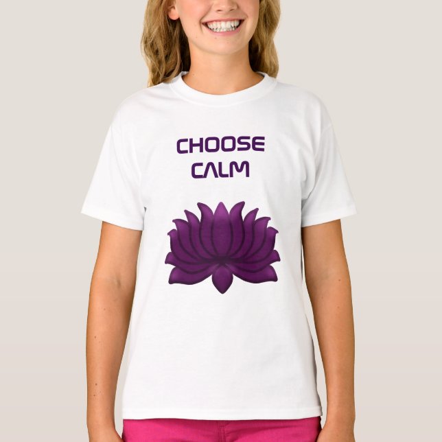 Camiseta Escolha Flor de Lótus Roxa Calma  (Frente)