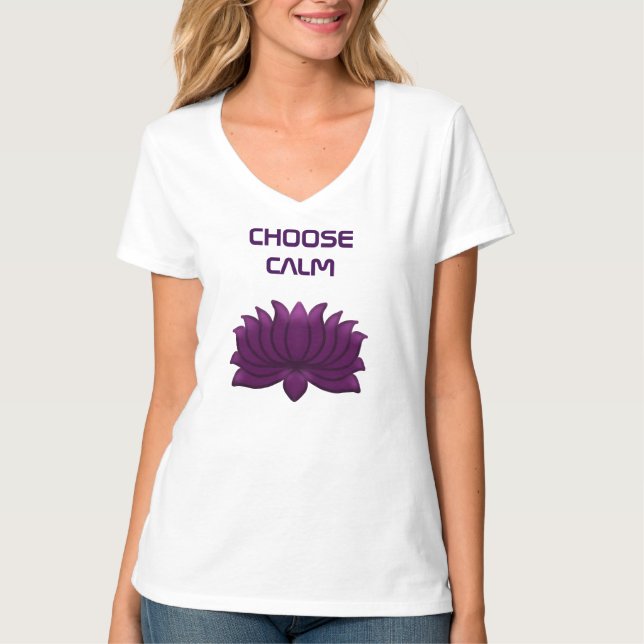 Camiseta Escolha Flor de Lótus Roxa Calma  (Frente)