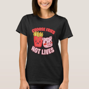 Camiseta Escolha Fries Not Lives Pig Go Vegan