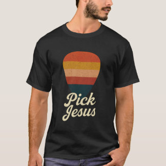 Camiseta Escolha Jesus Retro Cristão Músico de Guitarra Ado