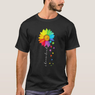 Camiseta Escolha Kind Rainbow Sunflower Warrior Autism Auti