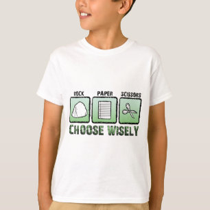Camiseta "Escolha sàbiamente" Rocha-Papel-Tesouras