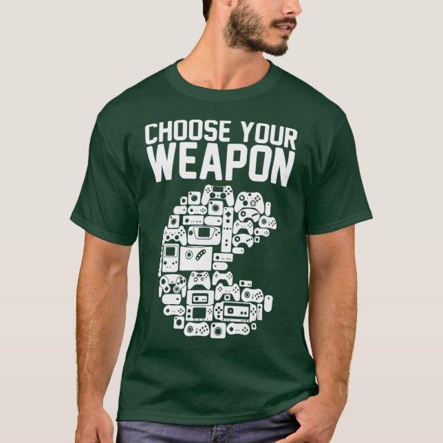 Camiseta Escolha seu Console de Jogos de Vídeo com Arma (Frente)