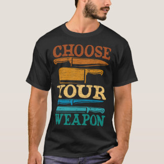 Camiseta Escolha seu Cozinhar de Arma Guru Cook Retro Chef