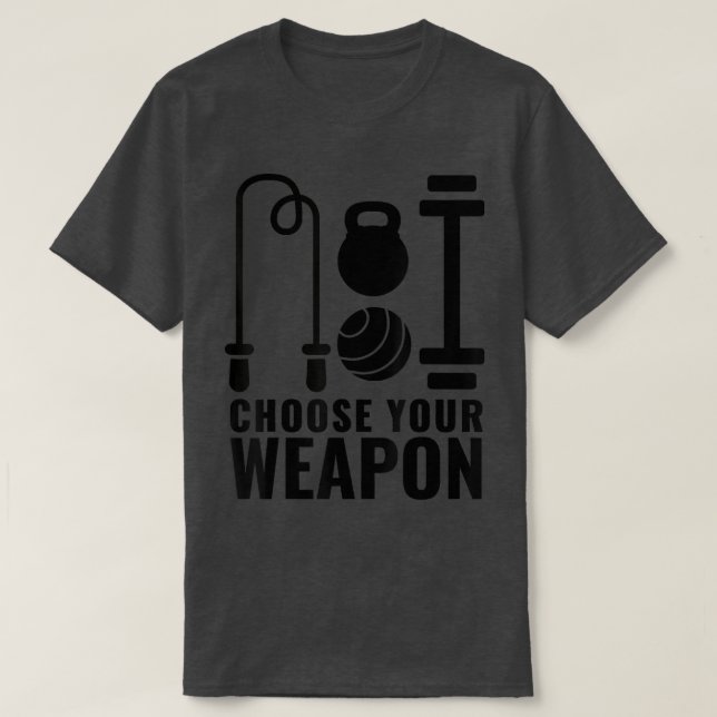 Camiseta Escolha seu kit de trabalho do gim de armas (Frente do Design)