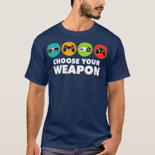 Camiseta Escolha Seus Gamers De Console De Jogos De Arma E
