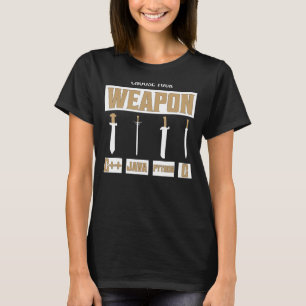 Camiseta Escolha sua Arma C++, Java, Python, C Programmer
