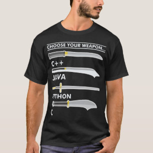 Camiseta Escolha sua Arma C Java Python Programmer Coding
