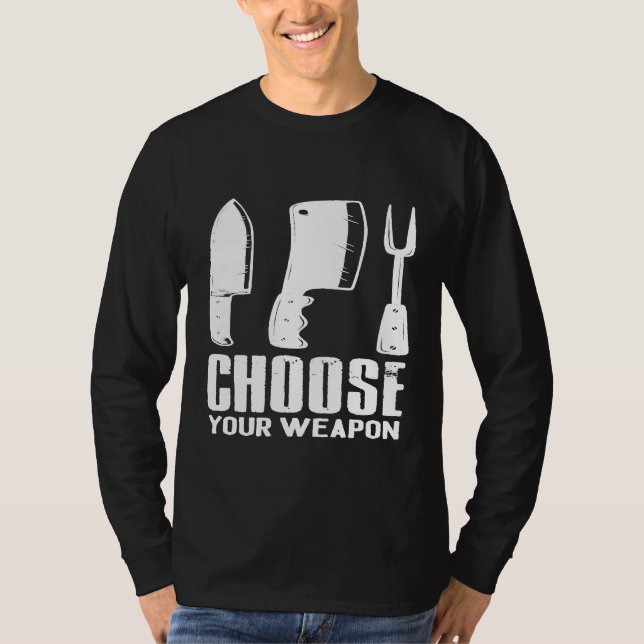 Camiseta Escolha sua arma Chef Cook Grill Master Restaura (Frente)