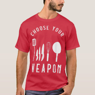 Camiseta Escolha sua Arma Cozinha Engraçada Cozinha Chef Co