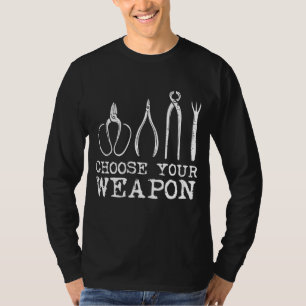 Camiseta Escolha Sua Arma Ferramentas Bonsai Engraçado Gard
