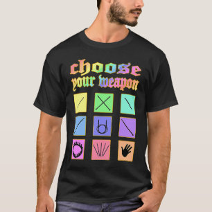 Camiseta Escolha sua arma tricô crochê costura tear ra